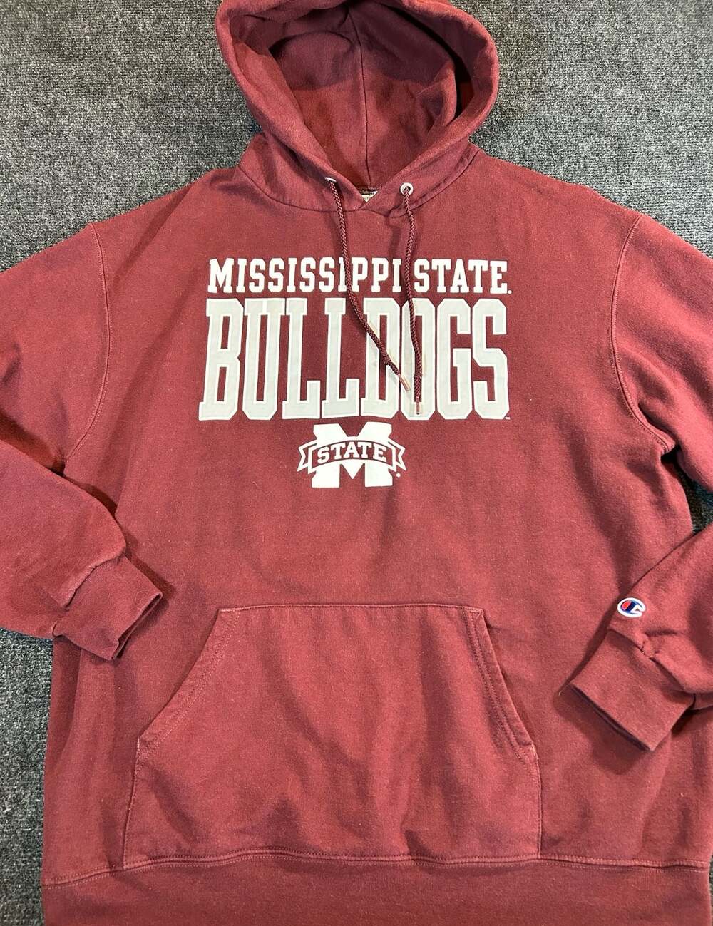 Champion Eco Authentic Mississippi State Bulldogs Maroon Hoodie Sweatshirt Large